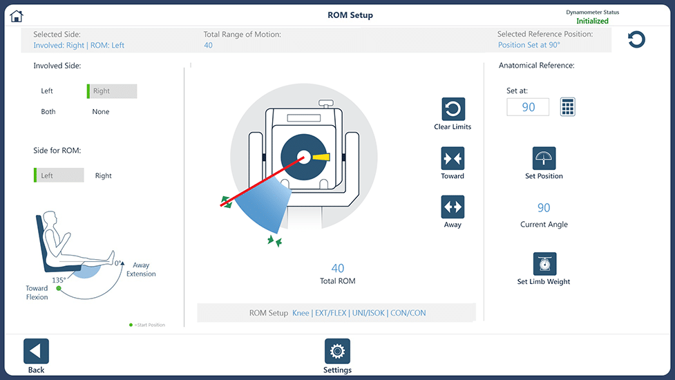 Setting the Range of Motion (knee)